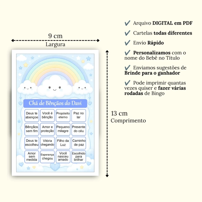 Bingo Chá de Bênçãos Menino Pdf Para Imprimir