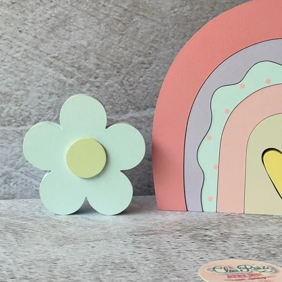 Arco Íris de Mesa Boho + Flor + Borboleta - Decoração Bebê