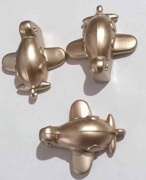 Pingente Avião Acrílico Dourado - 5 Peças
