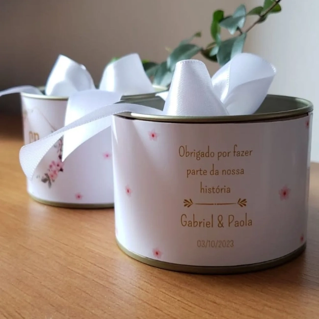 Lembrancinha de casamento tubolata 5x7 Tampa Metalizada Dourada