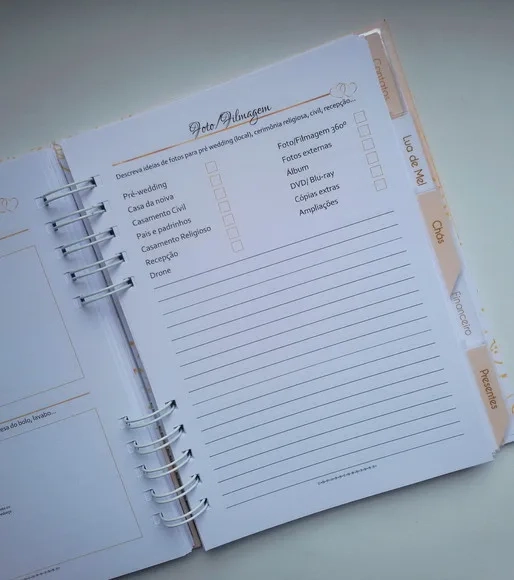 Planner da Noiva Personalizado Permanente c/ Divis - Mod 01