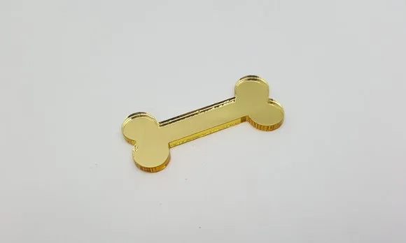 Aplique de Osso em Acrílico Espelhado Dourado - 8 Unidades