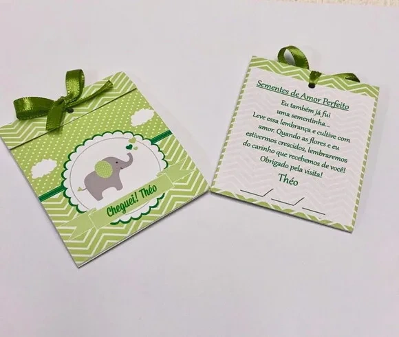 Lembrancinha Maternidade Sachê Sementinha Elefante Verde
