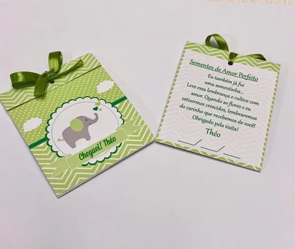 Lembrancinha Maternidade Sachê Sementinha Elefante Verde