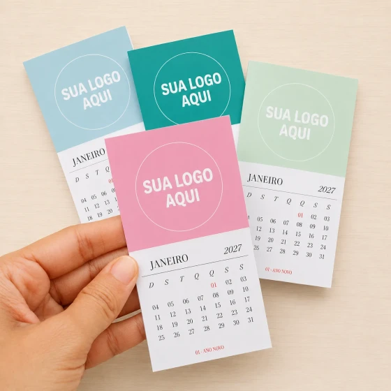 Calendário 2027 imã de geladeira / 50 unidades / brinde corporativo personlizado