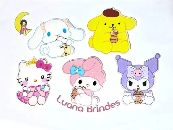 Aplique Turma da Hello Kitty Resina Pacote com 5 Unidades