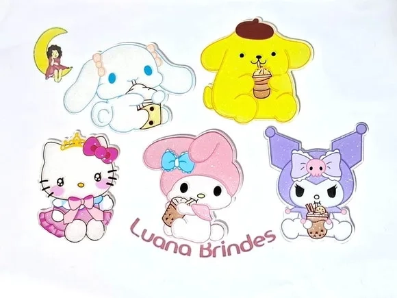 Aplique Turma da Hello Kitty Resina Pacote com 5 Unidades