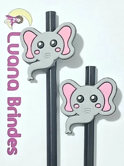 Lápis C/ponteira Elefante Emborrachado 3,5cm Pcts C/6 Peças