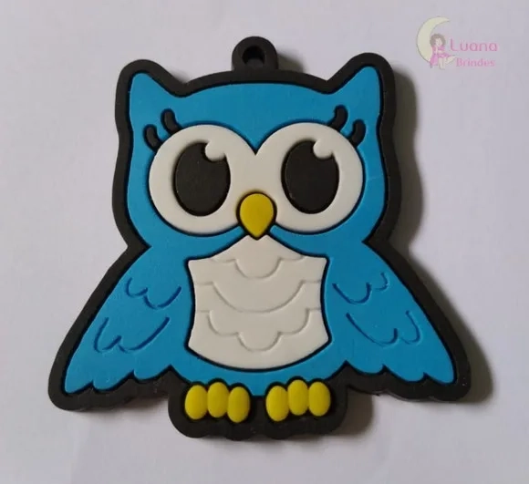 Pingente Coruja de Borracha - 5,9cm - Pct C/4 Unid