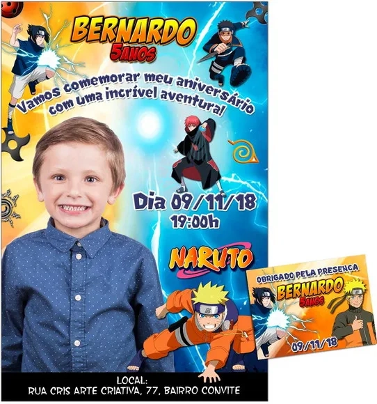 CONVITE DIGITAL C/TAG Naruto com Foto