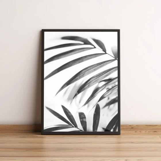 Quadro Folhagem Tropical em Preto e Branco 2561