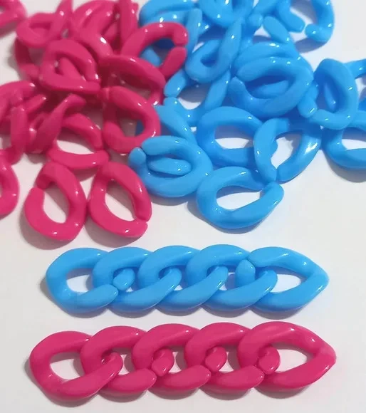 Elo para Corrente de Plástico Pink e Azul (19mm) - 100 Unid