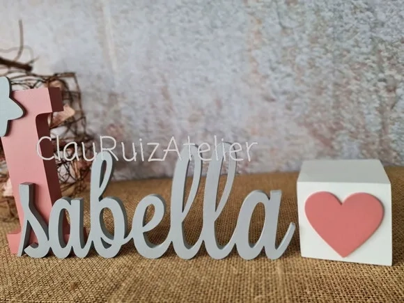 Letras de MDF -Nomes 15CM + CUBO