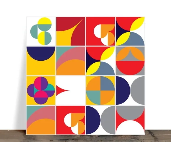 Azulejo Decorativo Retrô Geométrico Abstrato 15x15 Cerâmica