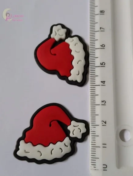 Aplique Chapéu Papai Noel de Borracha - Pct com 7 Unidades