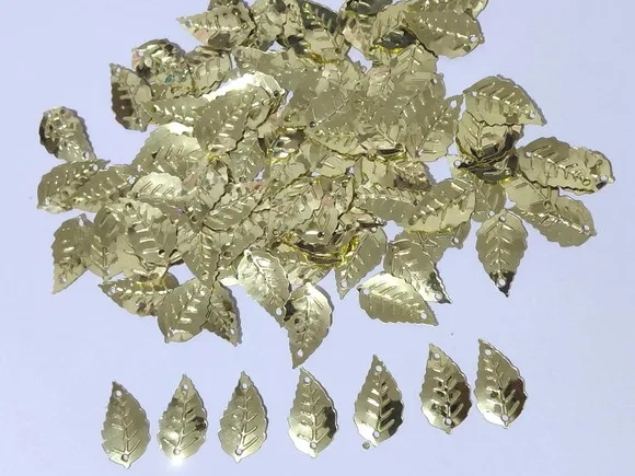 Pingente Folha Dourada 1,2cm Pacote com 100 Unidades