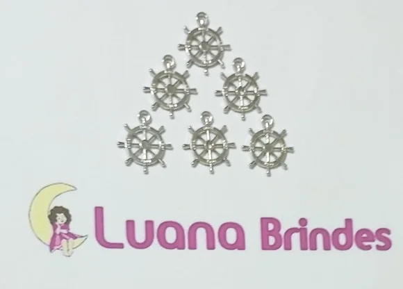 Pingente Leme de Metal Niquel com 2cm - 15 Unidades