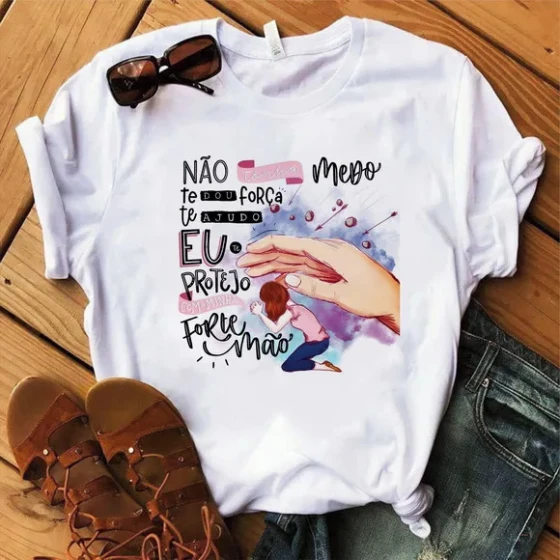 Camiseta Mensagem de Força e Proteção