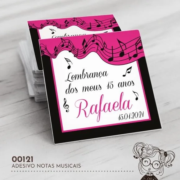 Adesivo Quadrado Notas Musicais - 00121