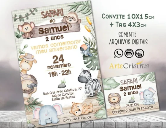 Convite Digital C/tag Safari Menino 12