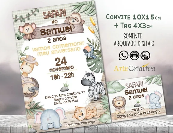 Convite Digital C/tag Safari Menino 12