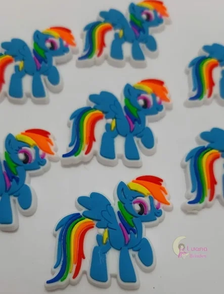 Aplique Poney Azul Personagem de borracha - pct c/8 unidades