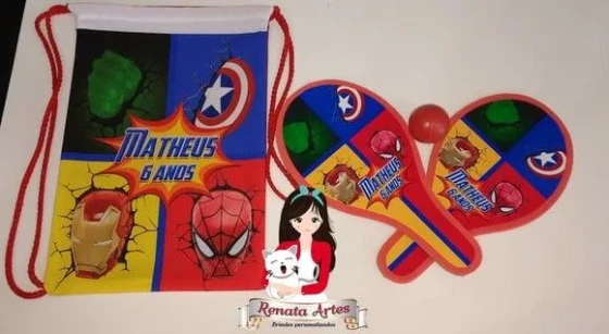 Mochila Ping Pong Tema os Vingadores + Homem Aranha