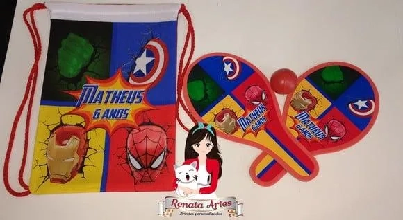 Mochila Ping Pong Tema os Vingadores + Homem Aranha