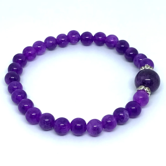 Pulseira Japamala 27 Contas Ametistas e Strass