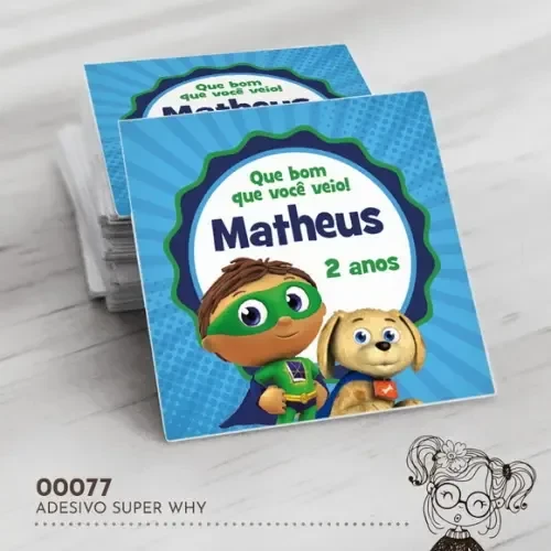 Adesivo Quadrado Super Why - 00077