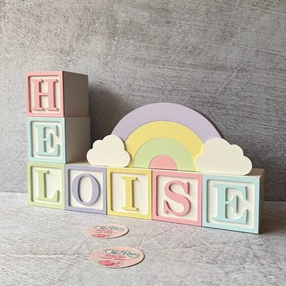 Tons Pastel Cubos 6x6cm Ts + Arco Íris. Decoração Bebê