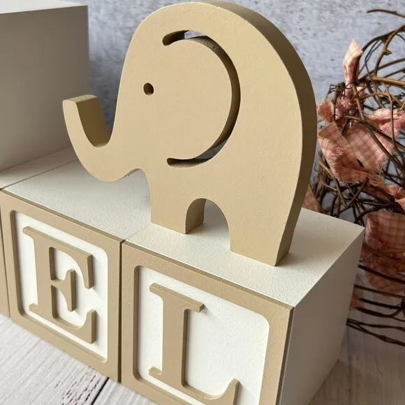 Elefante + Cubos 8x8cm Ts - Decoração Bebê