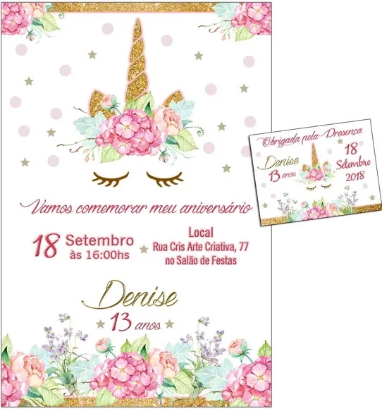 CONVITE DIGITAL C/TAG Unicórnio Flor1