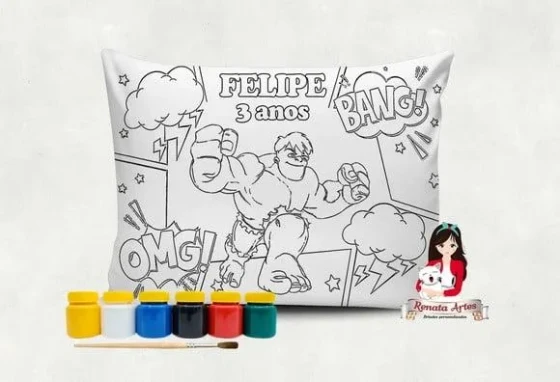 Almofada com Tinta para Colorir Hulk