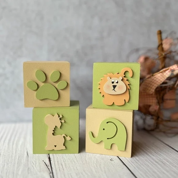Safari Bichos Cubos 6x6cm - Decoração Bebê