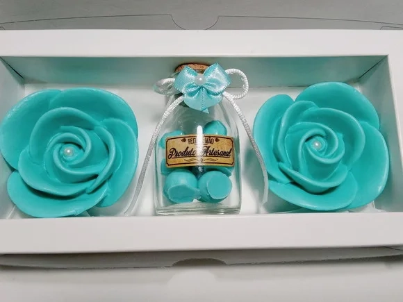Kit Presente de Aniversário, Pote de Pérolas com Sabonetes