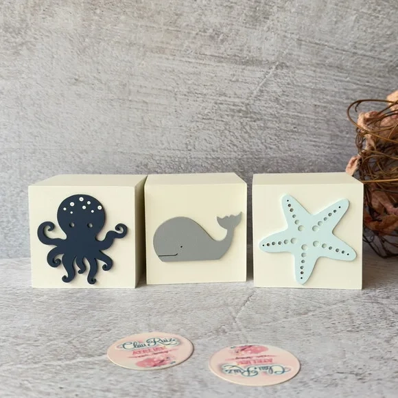 Fundo do Mar Cubos 8x8cm Decoração Bebê