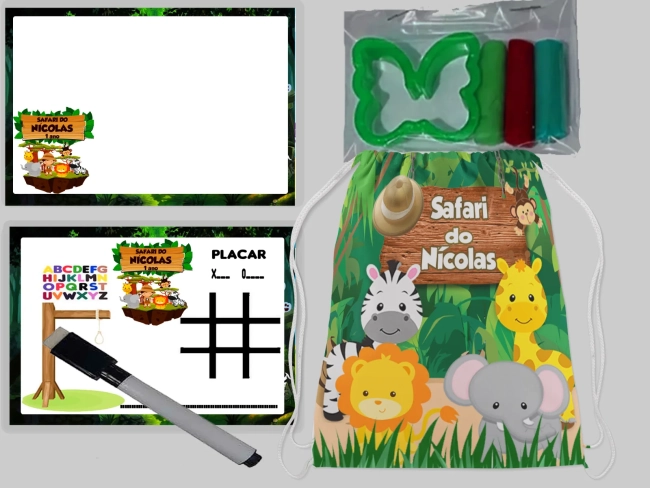 Kit Mochila e Lousa Magicas + Kit Massinha Safari Baby
