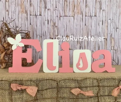 Decoração de Quarto Infantil - Blocos Nome em mdf ~borboleta