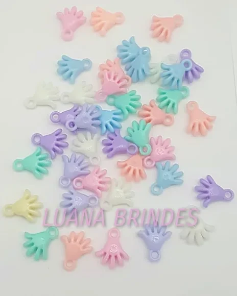 Pingentes de Mãozinhas Coloridas - Pacote c/ 40 Unidades