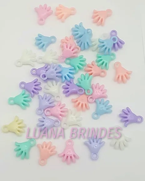 Pingentes de Mãozinhas Coloridas - Pacote c/ 40 Unidades