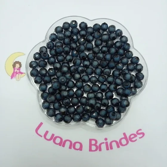 Bolinha Facetada com Miolo Preta 8mm Pct 100 Unidades