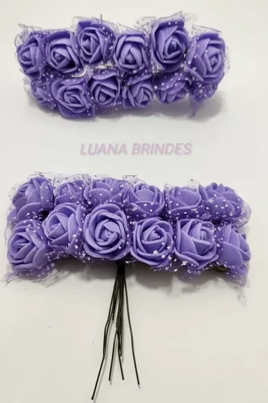 Buquês Flores de EVA Lilás 2 Unidades com 12 Flores Cada