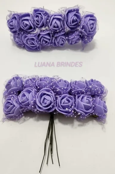 Buquês Flores de EVA Lilás 2 Unidades com 12 Flores Cada