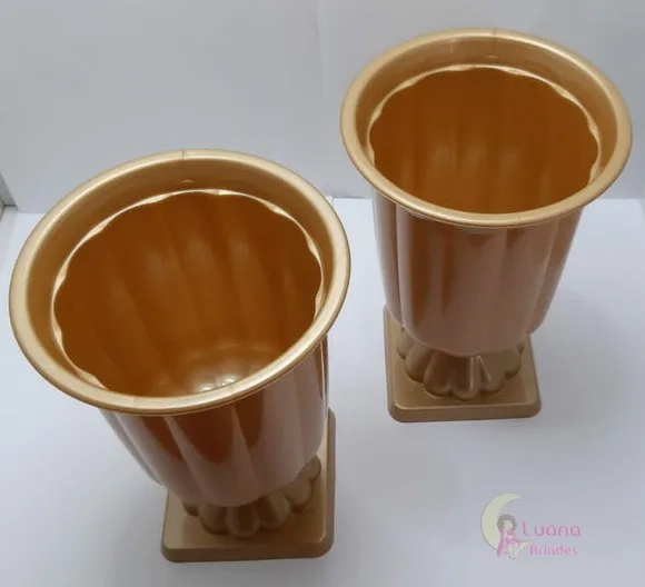 Vaso Grego Dourado de Plástico - 19cm - pct c/ o Par.