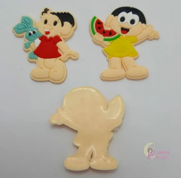 Apliques Mônica e Magali de Borracha - Pct C/6 Unidades