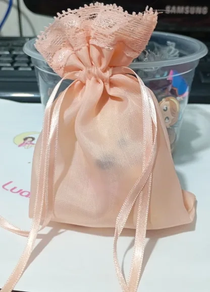 Saquinho Organza C/renda e Fita 10x13 Pacote C/20 Unidades