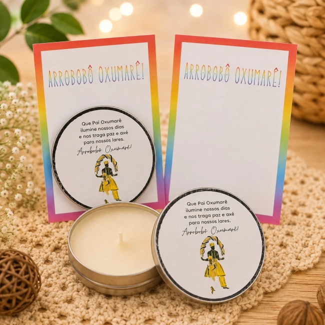 30 unidades de Vela Aromática na latinha Personalizada, Iemanja - Oxumare - Orixás e Entidades, fazemos qualquer tema.