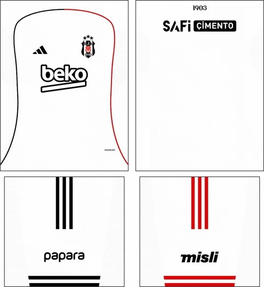 Arte Vetor Camisa Besiktas Local 2025-2026