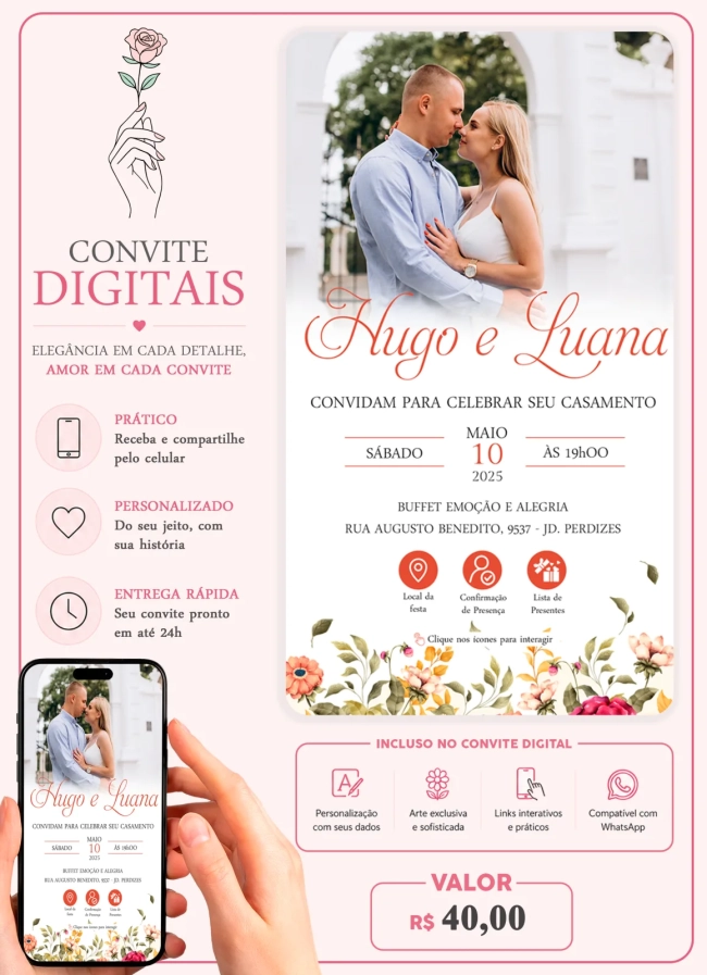 Convite de Casamento Digital
